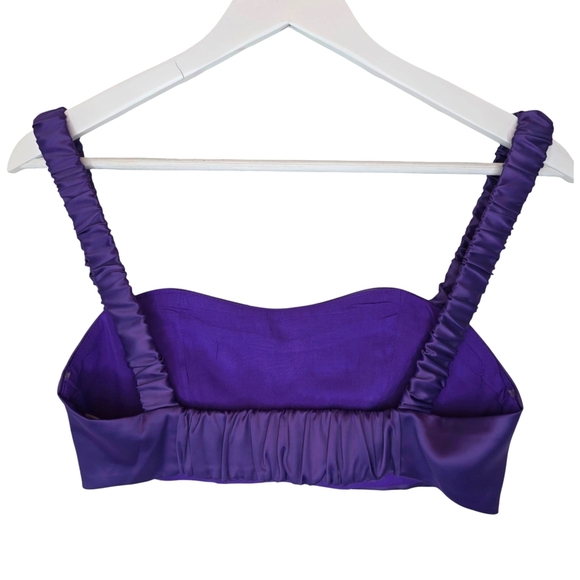 BLUE BLUSH Purple Block Him Satin Crop Top Size Small Bustier Y2K Party Bralette - Picture 4 of 11